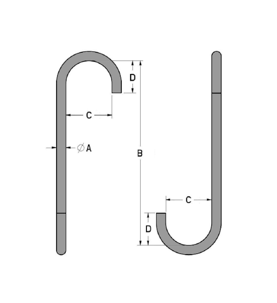 Alloy Steel J-Hooks, Eye Style B, Lifting J-Hooks