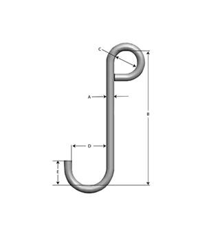 Alloy Steel J-Hooks Eye Style A, Capacities 100-1000 Lbs